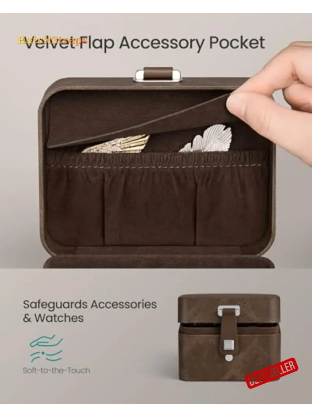 Watch Travel Case with Adjustable Divider and Hidden Storage